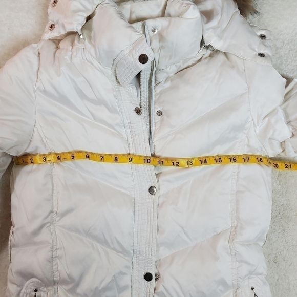 DANIER leather womens white long goose down jacket. Size xs. EUC - Picture 10 of 13